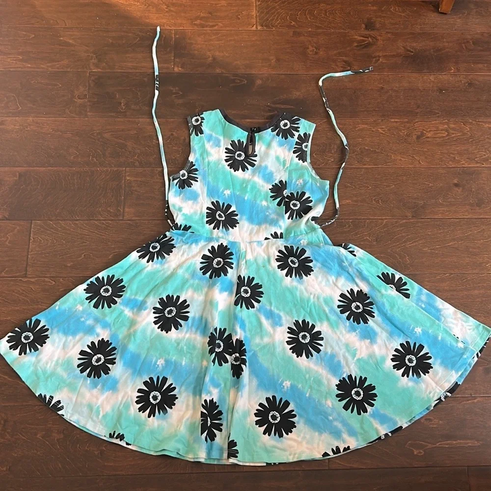 Justice Girls Dress Sz 12 Cotton Floral Blue ST1525